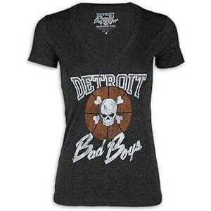 Detroit Bad Boys T-Shirt V-Neck Skull Basketball Graphic Tee women's large